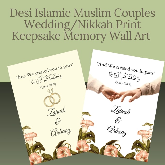 Make desi islamic wedding nikkah nama certificate or invites by ...