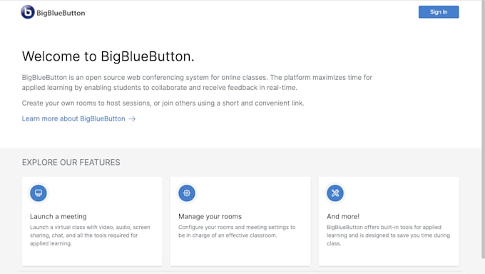 install, update and troubleshoot bigbluebutton, also mp4 support available