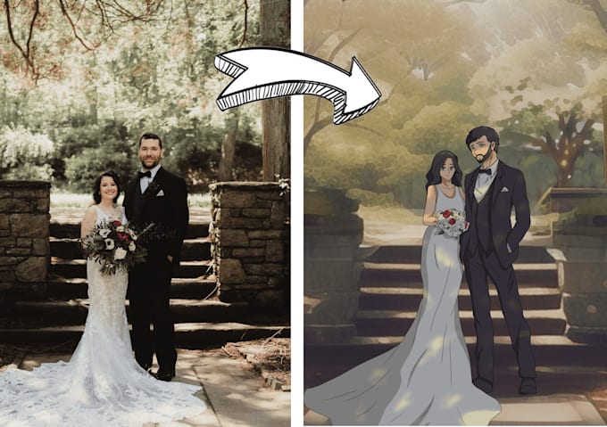 draw your photograph into a semirealistic anime illustration