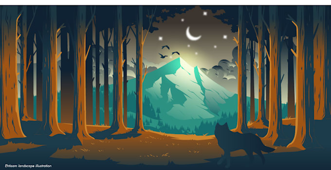 design flat 2d vector landscape illustrations