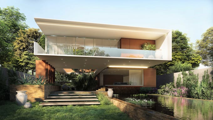 do exterior design and house facades, with 3d renderings