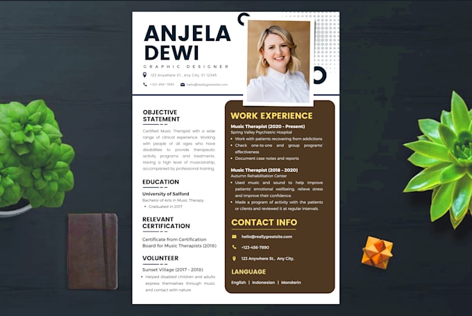 professionally design a modern resume, CV, portfolio