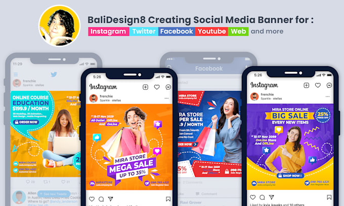 create marketing social media banner for instagram twitter facebook etc