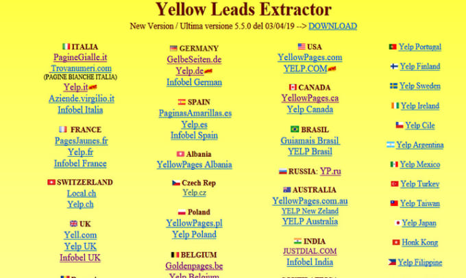 scrape yellow pages and yelp and yell with required data