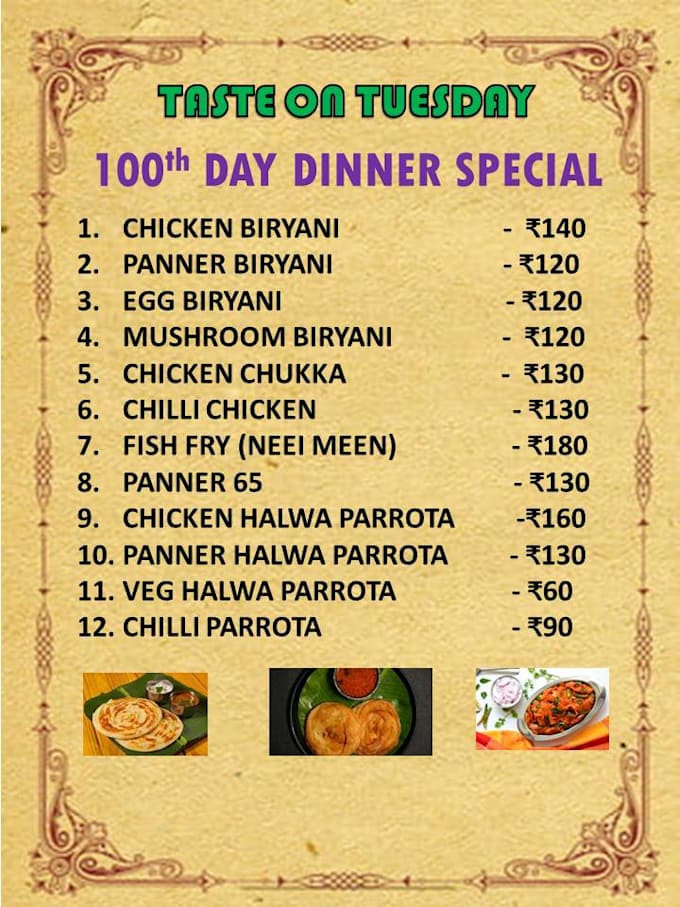 create menu card as per your preference