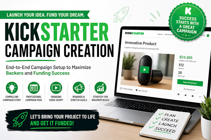 setup crowdfunding campaign account fundraising projects kickstarter indiegogo