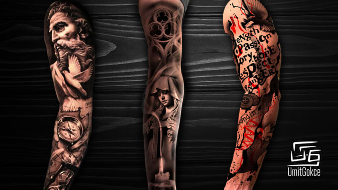 Create unique custom tattoo design for you, sleeve tattoo by Umitgokce |  Fiverr