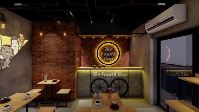 do design your own cafe realistic rendering