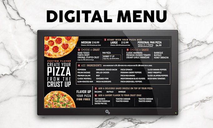 design static digital TV menu or digital signage for your restaurant or shop