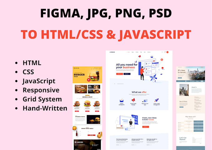 Convert to html,css and javascript by Huydu_2001 | Fiverr