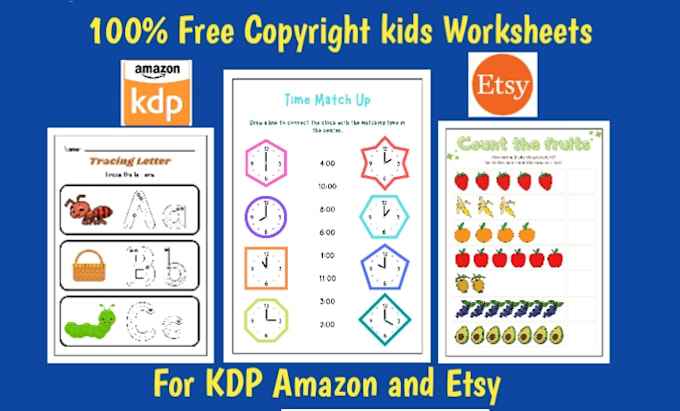 design custom kids activities, puzzle activities, tracing worksheets for kdp