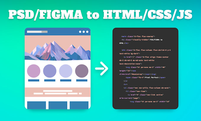 Convert psd or figma to html css js with bootstrap or tailwind by ...