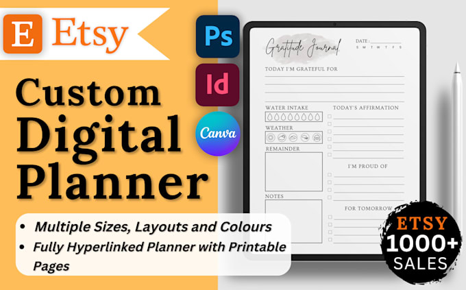 design hyperlinked digital planner for etsy
