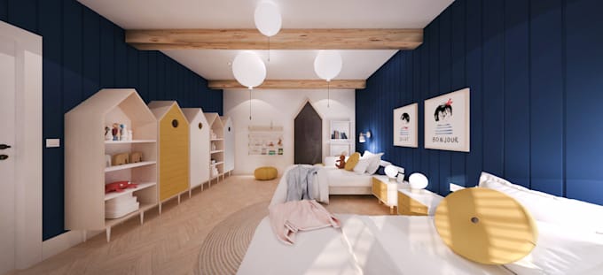 design and render beautiful kids room, nursery, bedroom