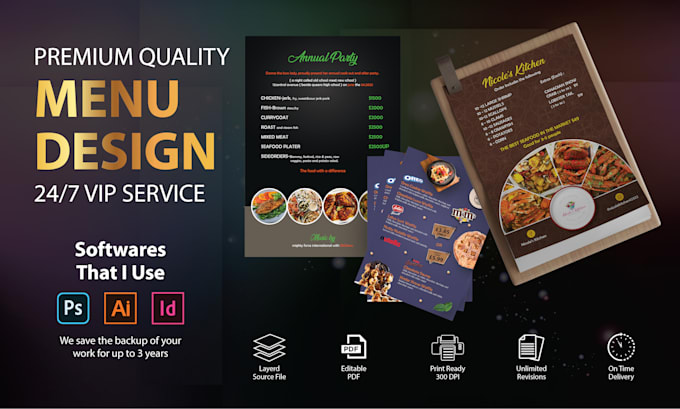 do restaurant menu design, takeaway, trifold, food flyer