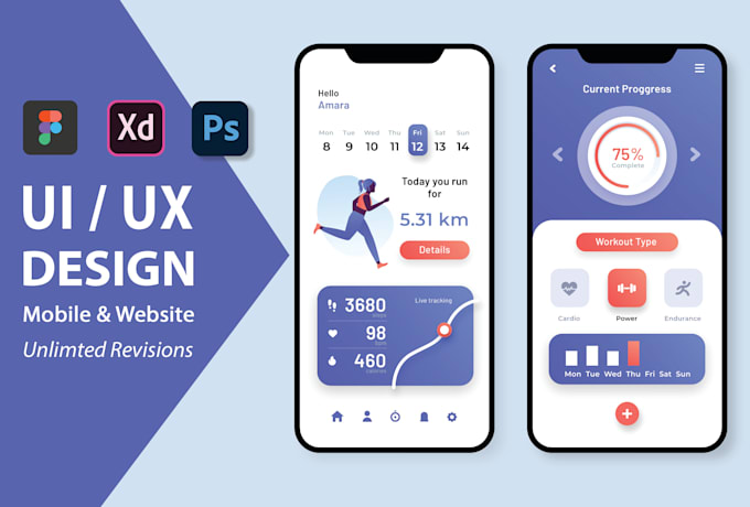 Do unique ui ux design for mobile app in figma adobe xd psd by ...
