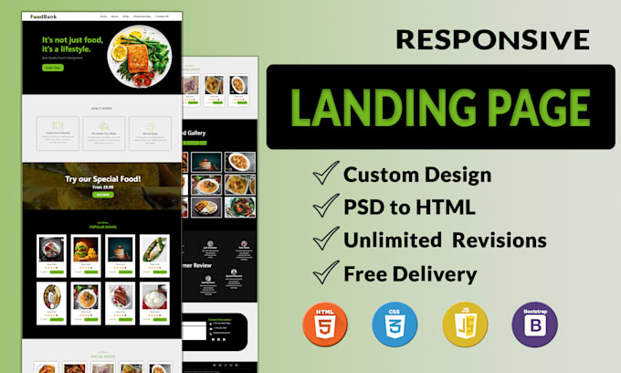 Design attractive landing page with html css by Kdhsuzan | Fiverr