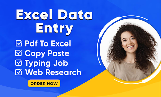 do excel data entry, convert pdf to excel, copy paste, typing, or web research