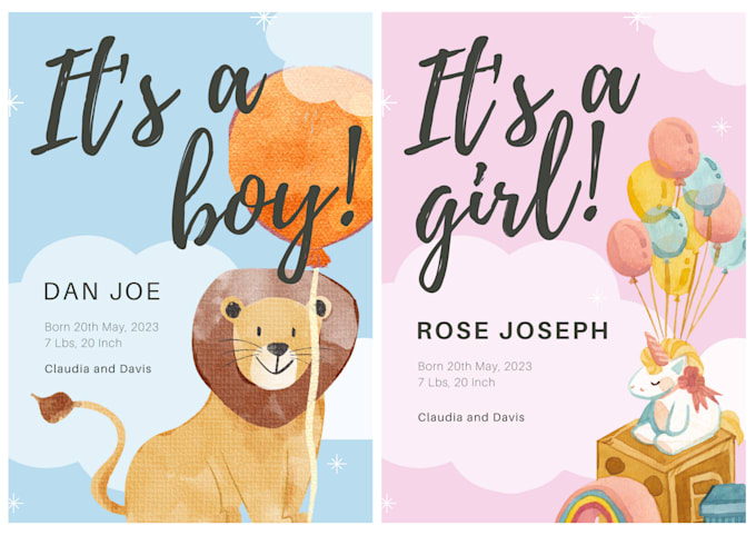 design birth announcement for print, email or social media