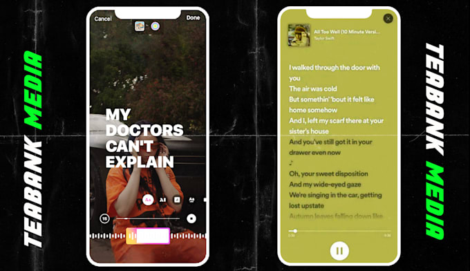 add your lyrics to instagram, facebook and spotify