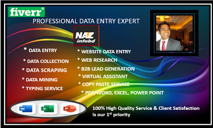 do high quality data entry, web research, data scraping, data mining
