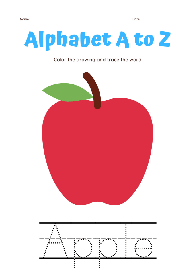 Create kids worksheet trace letters, numbers, shapes interior pages and