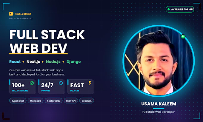 be your full stack web developer with react nextjs nodejs django