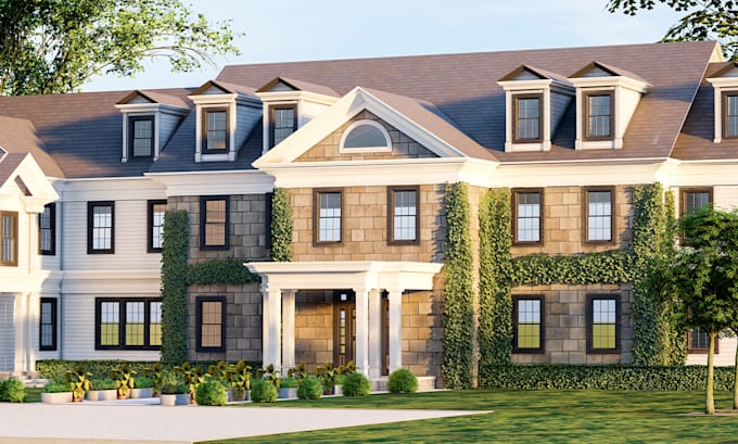 create architectural rendering, exterior and interior