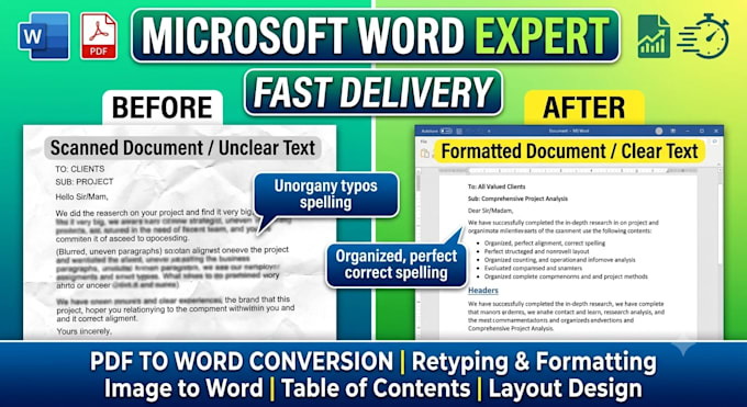 do expert ms word formatting, typing, and PDF to word conversion