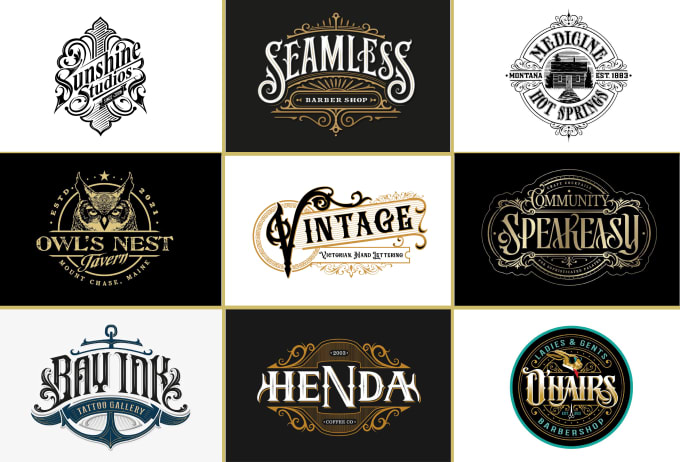 Do vintage hand lettering hipster tattoo and victorian logo design by ...