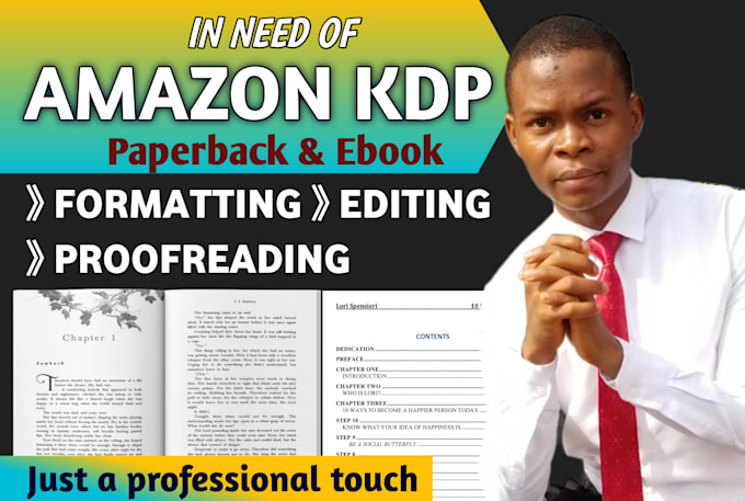 handle book formatting, editing, and proofreading for amazon KDP