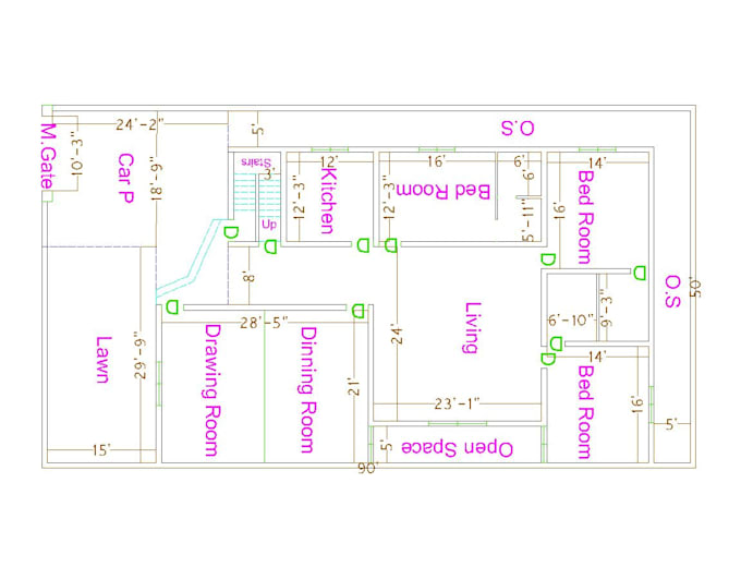 draw autocad 2d plan architecture