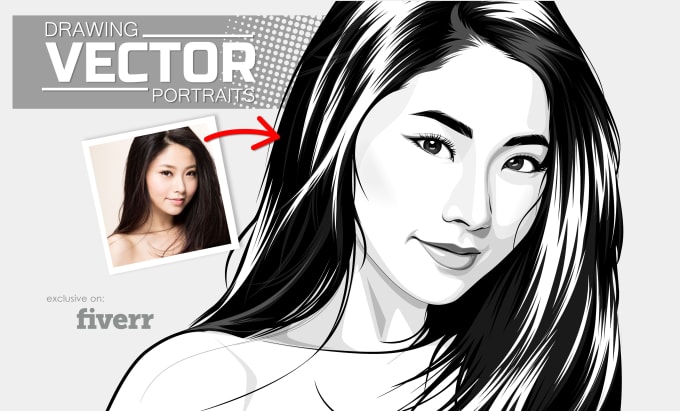 do a vector portrait black and white for you