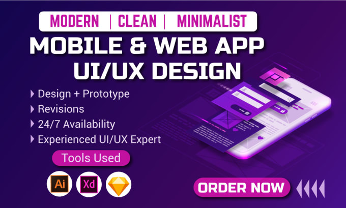 design uiux, prototype for a mobile app or web app in xd