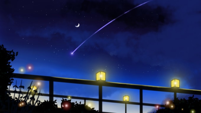 Draw anime landscape for night, morning and evening view by Zainalalif |  Fiverr