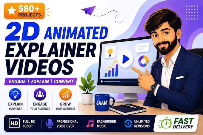 create professional 2d animated explainer and sales videos
