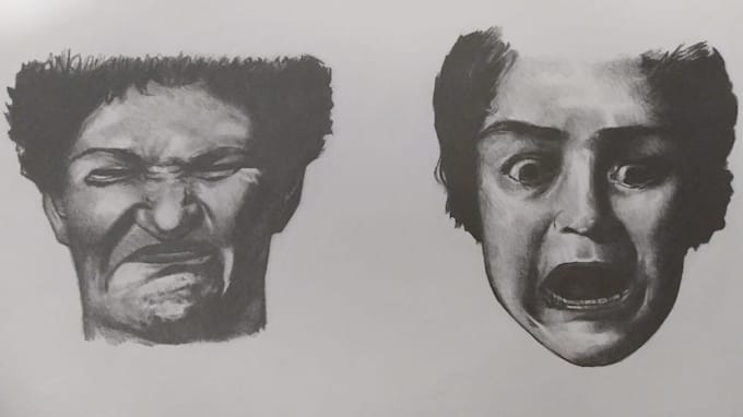 drawings with pencil and charcoal