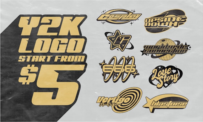 design y2k style logo n typeface for your clothing brand