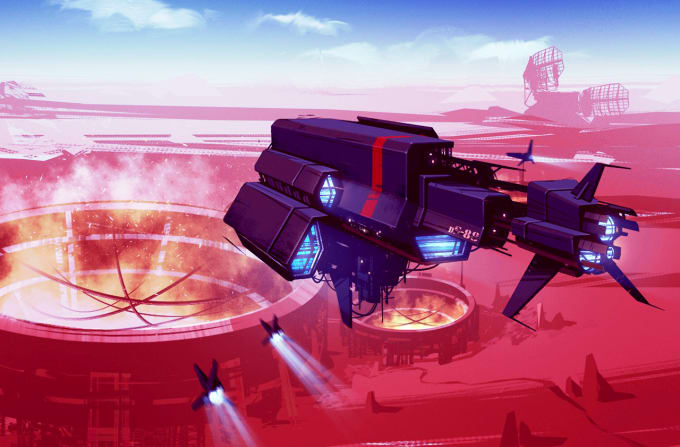 make a sci fi art, spaceship, character and concept art