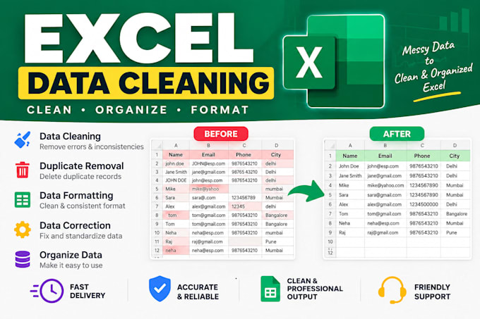 clean, format and organize your excel data professionally