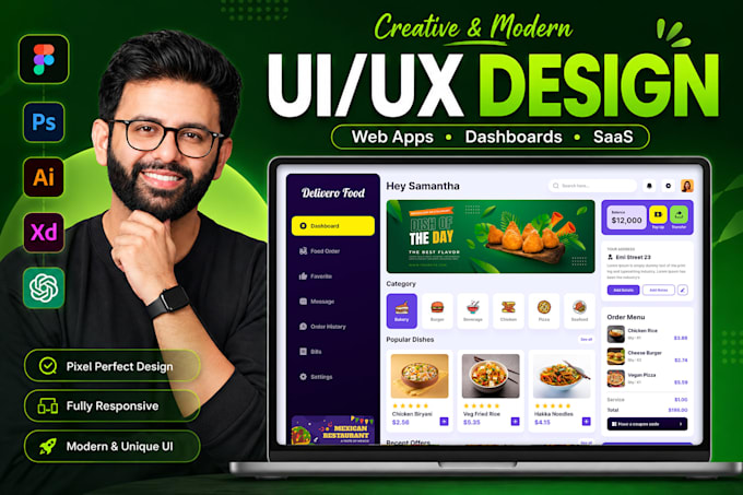 do ui ux design for saas, dashboard, web app, admin panel in figma