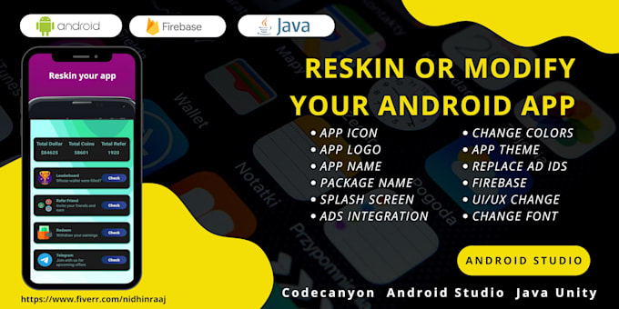 completely reskin and modify or redesign your android apps