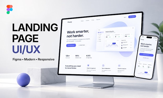 create landing page UI design and website template design