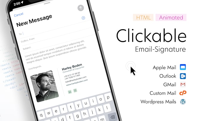 design custom HTML clickable email signatures