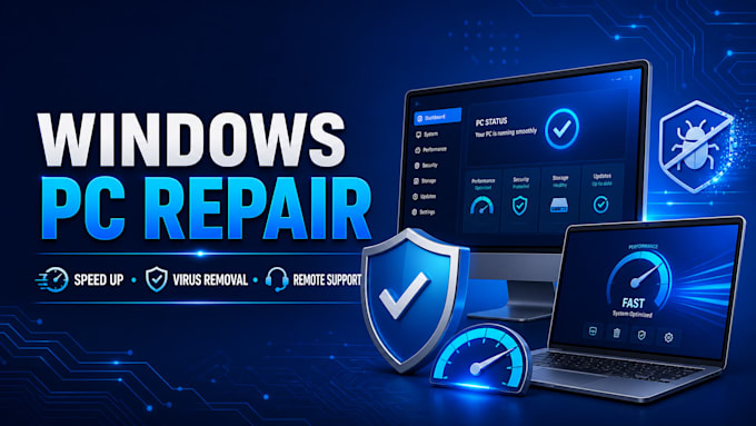 speed up, remove viruses and fix your windows PC remotely