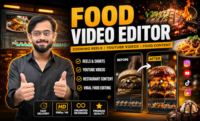 do creative cooking video editing for youtube and social media reels