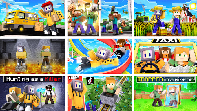offer minecraft thumbnail, in 2d or 3d fast delivery