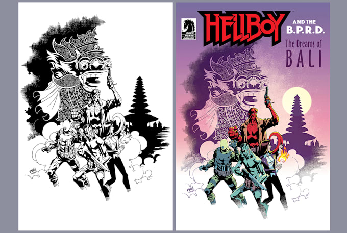 create a horror or noir comic cover or pin up for you