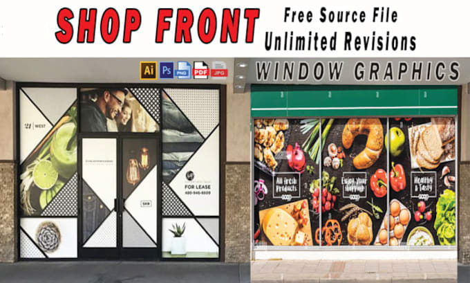 do stunning shop front signs, window graphics signage design shop front