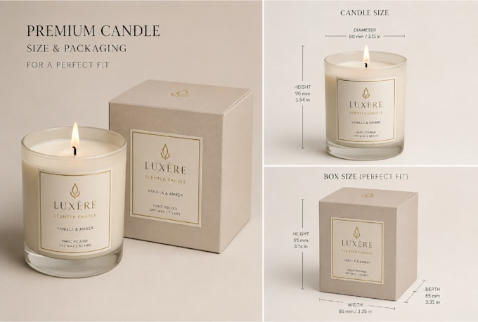 design luxury candle label and premium candle box packaging